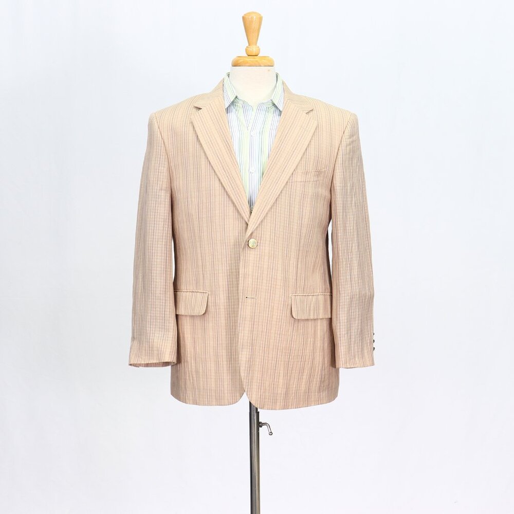 Lancetti 42S Beige Blazer Sport Coat Jacket 2-Button Check Y737